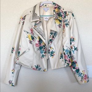 Floral cropped bomber jacket